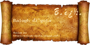 Balogh Ágota névjegykártya