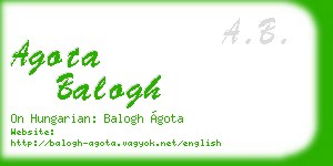 agota balogh business card
