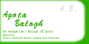 agota balogh business card